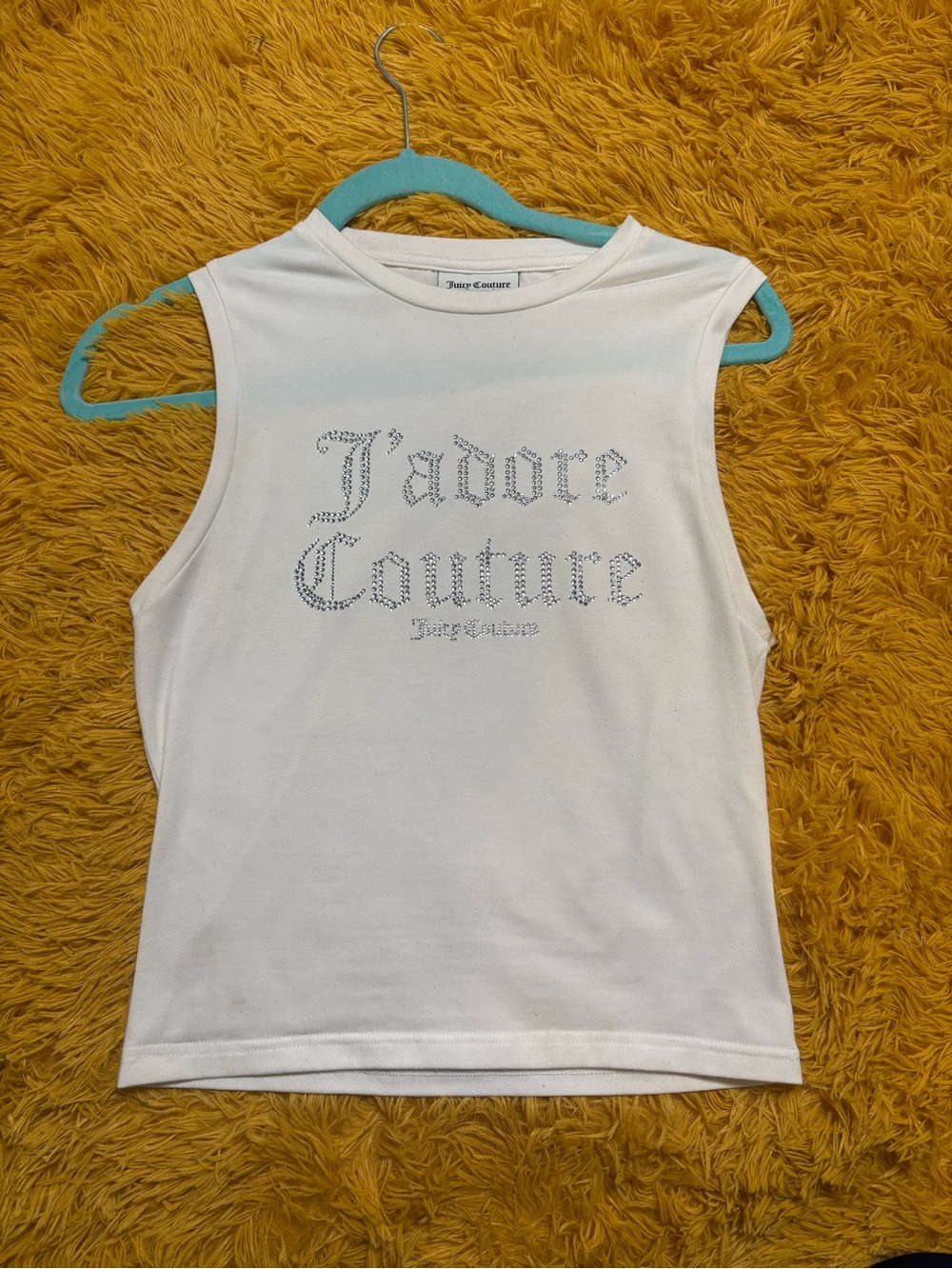 Juicy Couture | White Rhinestone J'adore Couture' Sleeveless Tank SZ M